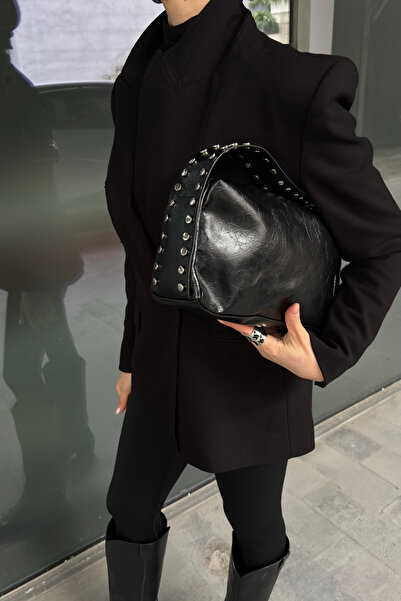 YAKOBAG Riva Zımba Detaylı Kadın Omuz Çantası – Geniş Hacimli, Fermuarlı, Gün...