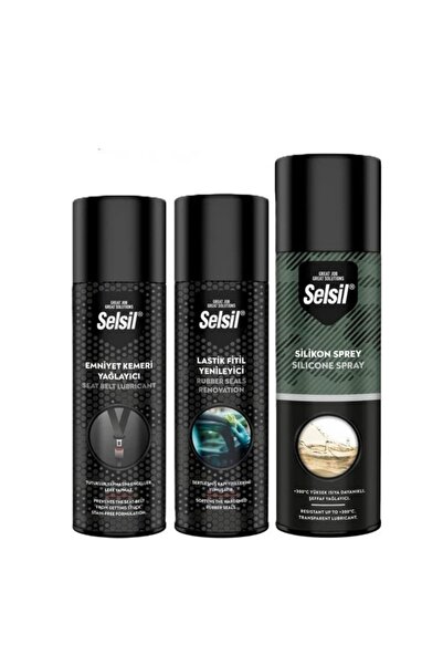 Selsil Emniyet Kemeri Yağlayıcı 200 ML + Lastik Fitil Yenileyici 200ML + Sili...