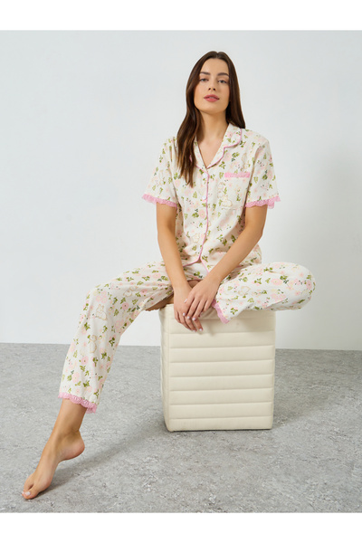 Styli Floral Print Shirt and Pyjama Set