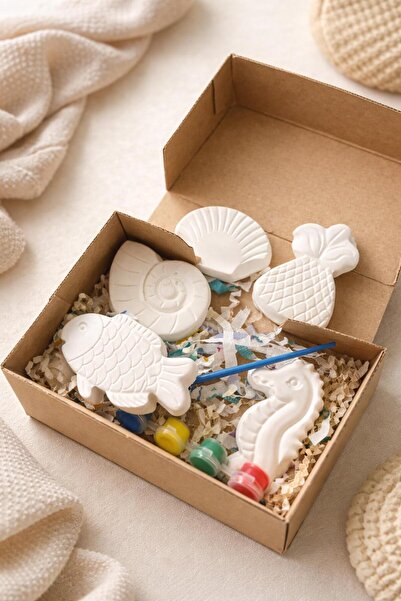 Dört Beceri Dükkân Deniz Temalı Taş Tozu Boyama Seti - 5 Figürlü Çocuk Aktivi...