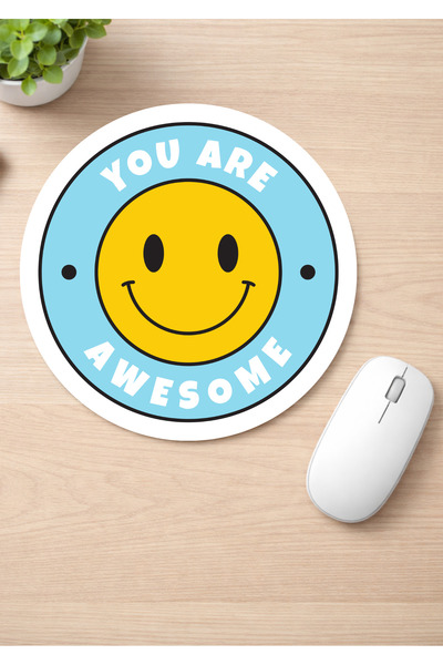 Eylül Design Motivational Printed Round Non-Slip Mousepad Ergonomic Mouse Pad