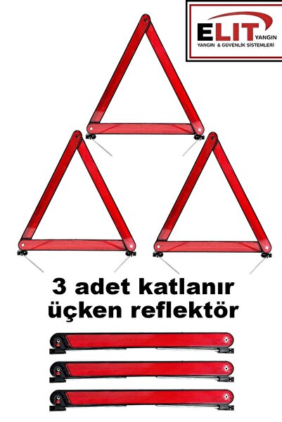 ELİT YANGIN VE GÜVENLİK SİSTEMLERİ 3'lü Üçgen Reflektör Metal Ayaklı Katlanab...