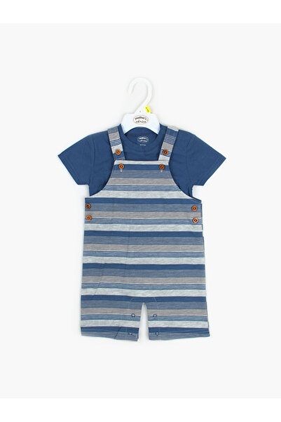 Mother's Choice By Styli Baby Short Sleeve T-Shirt and Striped Dungaree Set