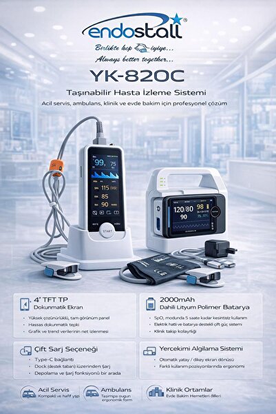 ENDOSTALL EL TİPİ PULSEOKSİMETRE VE TANSİYON ALETİ - TAŞINABİLİR HASTA İZLEME...