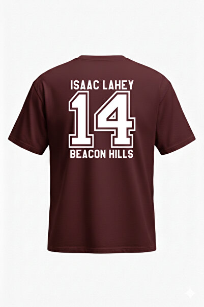 DASH WEAR Teen Wolf Isaac T-Shirt - Burgundy Printed Oversize Crew Neck Short...