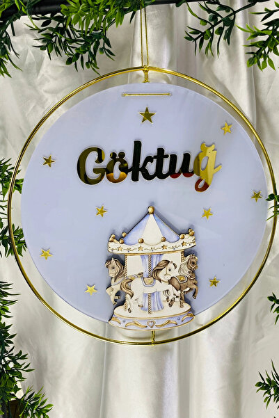 RetroLazer Figürlü Bebek Odası Pleksi Hastane Bebek Kapı Süsü İsimlik Makrome...