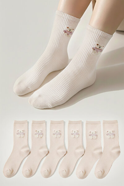 Bravie Women's Teddy Bear Young College Socks 6 Pack 811 Light Brown