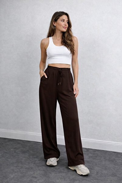 ÇEÇİM بنطلون نسائي واسع الساق بخصر مرتفع ZYN-588101