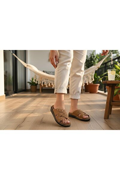 mersin md tekstil Women's Double-Soled Orthopedic Slippers with Inner Padding