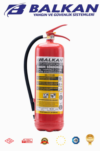 BALKAN YANGIN VE GÜVENLİK SİSTEMLERİ YANGIN SÖNDÜRME TÜPÜ 6KG KÖPÜKLÜ TSE HYB...