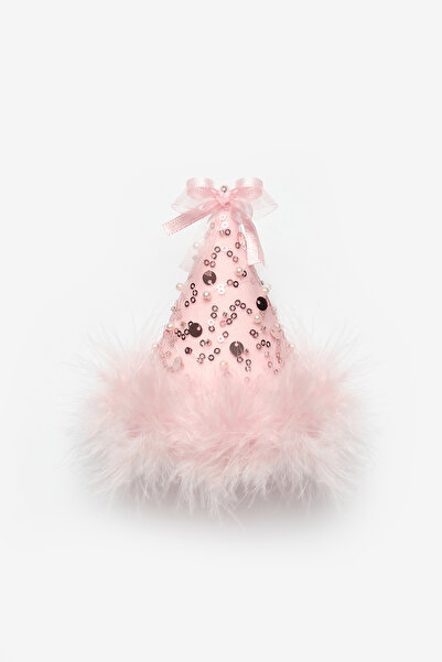 Le Mabelle Salmon Bow Detailed Sequined Girls' Clip-On Birthday Crown