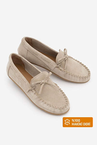 Marjin Women's Genuine Leather Lace-Up Bowknot Moccasin Drawstring Loafer Cas...