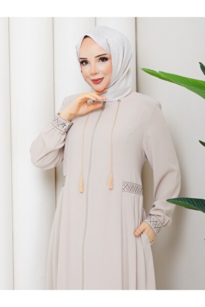 Moda İncir Handle Waist Embroidered Ferace