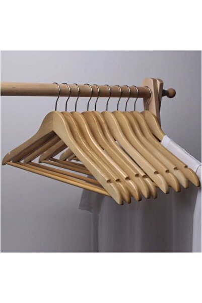 zola Set of 10 wooden hangers, swivelling hook, trousers, shirts, dresses, cr...