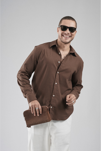 Butik Trend Biz Regular Fit Stretch Cotton Men's Plain Shirt