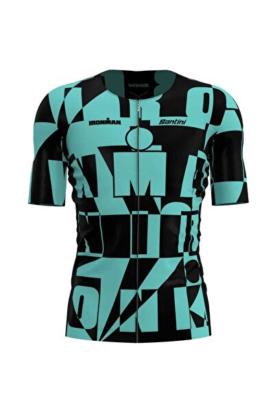 Santini Tricou triatlon barbati Enigma X Ironman-Negru/Turcoaz-S