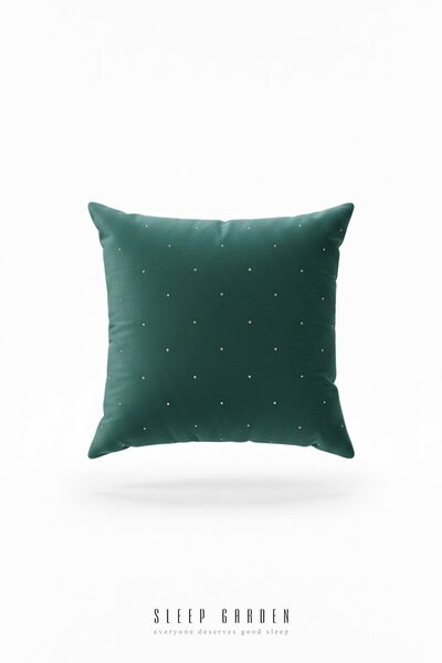 Sleep Garden Erguvan Serisi Kadife Yeşil Taşlı Dekoratif Kırlent 45x45