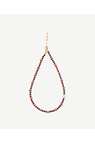 Yargıcı Lapis Necklace with Coral Detail