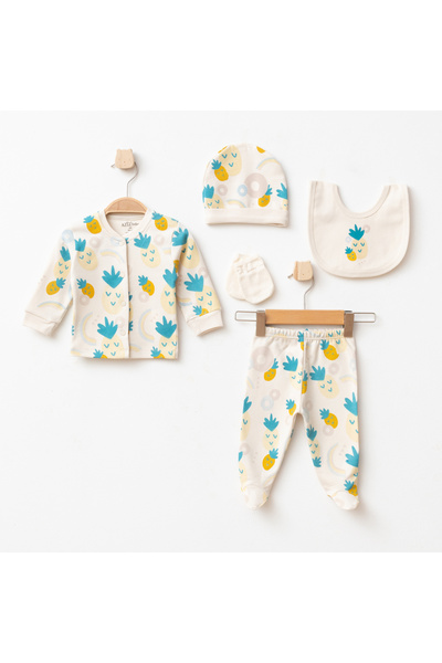 Aziz Bebe Baby Girl Pineapple Patterned 5-Piece Hospital Discharge Set 0 Mont...