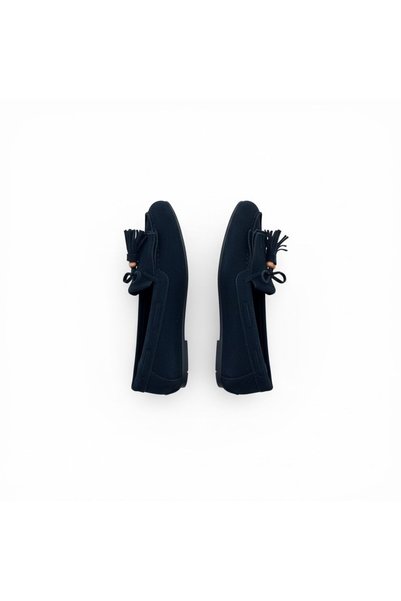 PATRON SHOES حذاء باليرينا نسائي من جلد الغزال مزين بشراشيب