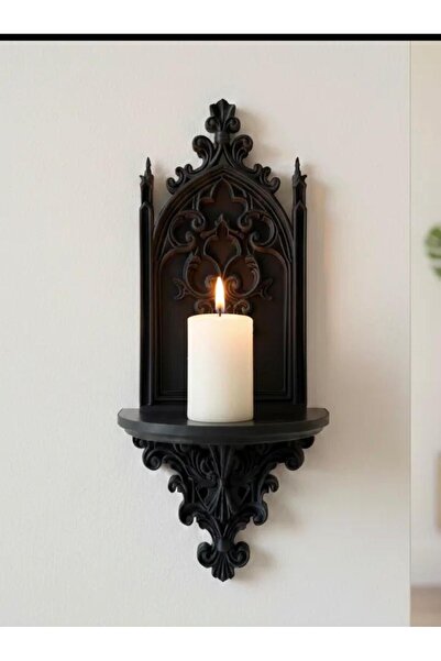 California ST Estetik Gotik Katedral Penceresi Temalı Duvar Şamdanlığı