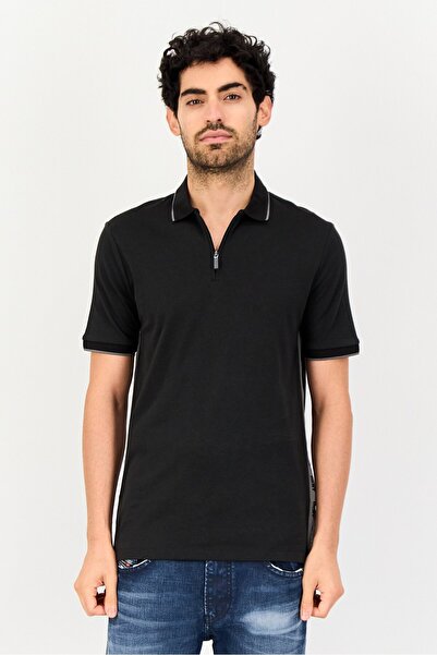 Dkny Men Regular Fit Short Sleeve Brand Logo Polo Shirt, Black