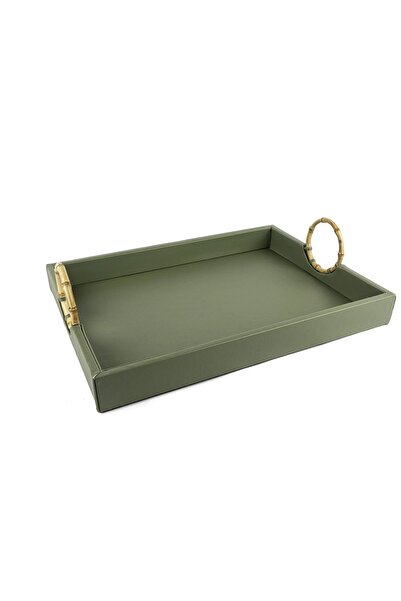 Mikasa Moor Yeşil Bambu Kulplu Tepsi 45x20x10cm