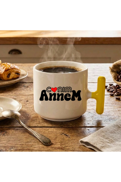 Finka Dekor كوب سيراميك مطبوع عليه هدية لوالدي الأعزاء باللون الأصفر