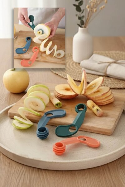 QesQin Pratik Meyve Dilimleme Aparatı | Elma Soyma ve Spiral Dilimleyici Este...