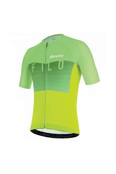 Santini Filo Raglan Men's Cycling Jersey-Green/Lime-M