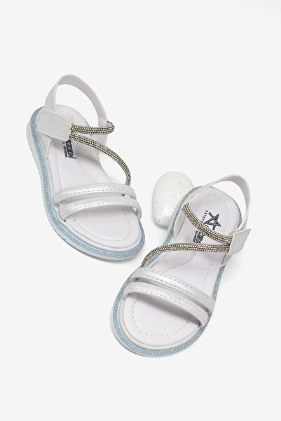 Tonny Black Children's Unisex White Kids' Sandals with Glitter Detail