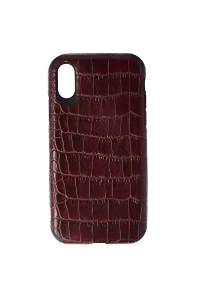 SEP TPU Leather Crocodile Case Apple iPhone XS Burgundy