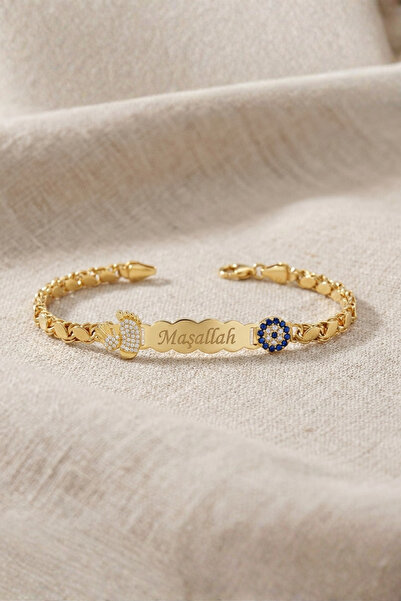 Parmas Design Baby Tag with Mashallah Written, 925 Sterling Silver Evil Eye H...