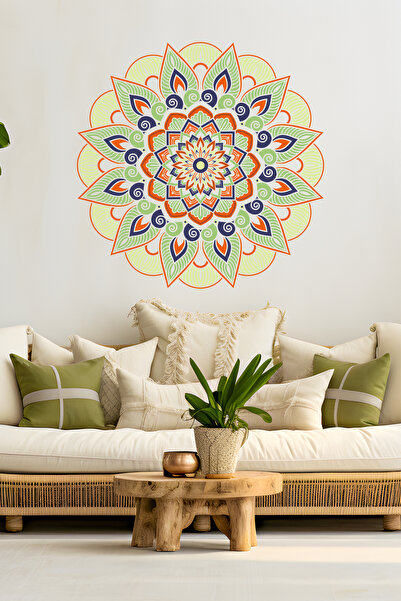 SDİGİTAL Dekoratif Mandala Desenli Şeffaf Folyo Duvar Stickerı - 2 Ölçü ve 10...