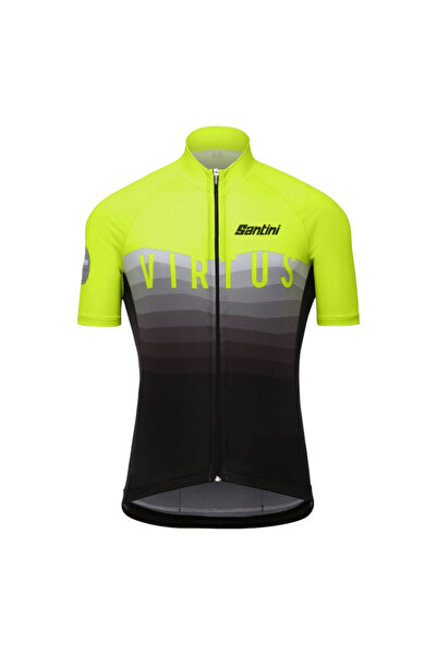 Santini Virtus Raglan Men's Cycling Jersey-Lime/Black-S