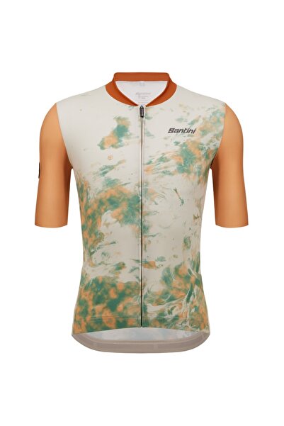 Santini Men's cycling jersey Marble-Green/Orange-L