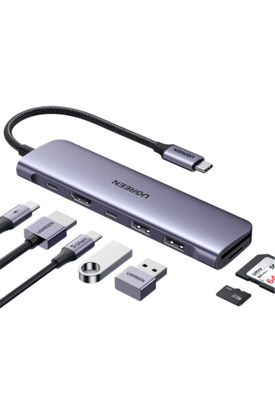 Ugreen 7in1 Type-C to USB, HDMI, Type-C, SD/TF Hub, 100W