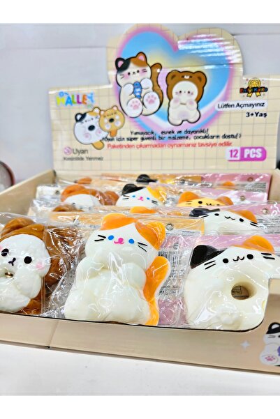 DEK لعبة تخفيف التوتر الناعمة على شكل قطة كاواي - قطعة واحدة بتصميم حيواني لطيف