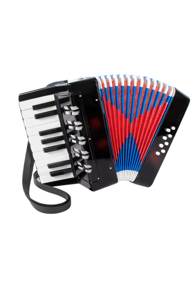AT Performance ® Mini acordeon, cu 17 clape și 8 butoane de bas, jucărie, alb...