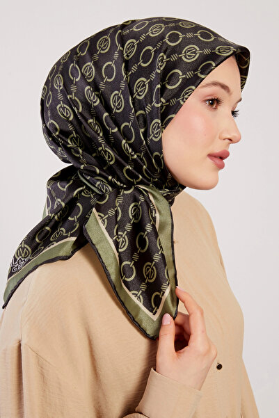 Levidor Crystal Scarf Chain Pattern Black Khaki