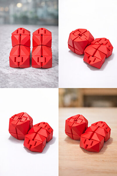 DenizCanlilari Katlanabilir 3D Baskı Zeka Küpü – Fidget Stres Oyuncağı – Kırmızı