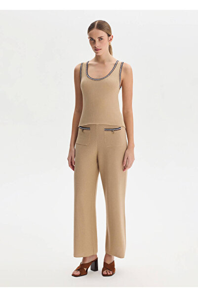 Knitss Beige Organic Mercerized Cotton Knitwear Trousers