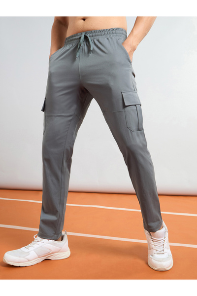 Technosport By Styli Grey Solid 2-Way Stretch Cargo Pants