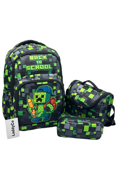 LaddyCo Boy's Primary School Bag Waterproof Fabric Thermal Lunch Bag and Pen ...