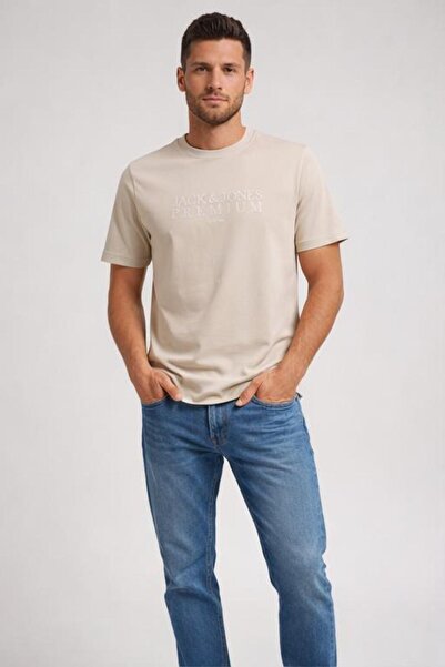 Jack & Jones Jack Jones Jprblaethan Ss Logo Majica Sn Muška Bež Majica 122924...