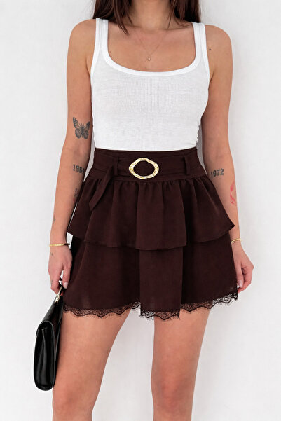 Noi Belis Lace Detailed Mini Woven Skirt with Accessories Ss26Et0003