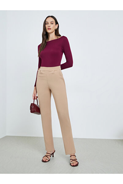 Take Two By Styli Beige Pocket Detail Tapered Leg Pants