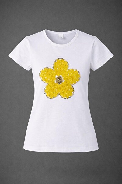Nacar 23 Nisan 29 Ekim Gösteri Kıyafeti Papatya Detaylı Kız Çocuk Tişört – Beyaz