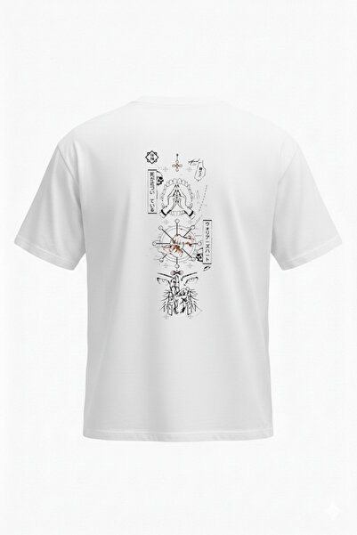 DASH WEAR Jujutsu Kaisen T-Shirt - White Printed Oversize Crew Neck Short Sle...