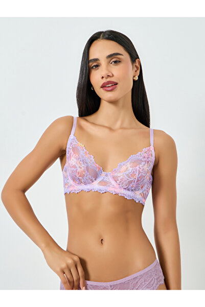 Take Two By Styli Purple Lace Non Padded Wired Bra